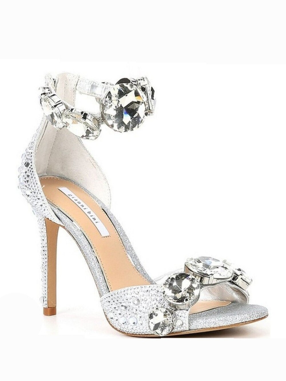 Gianni Bini Dress Sandals 5.5 Silver Oaklynn Chunky Chrystal Ankle Cuff New $160